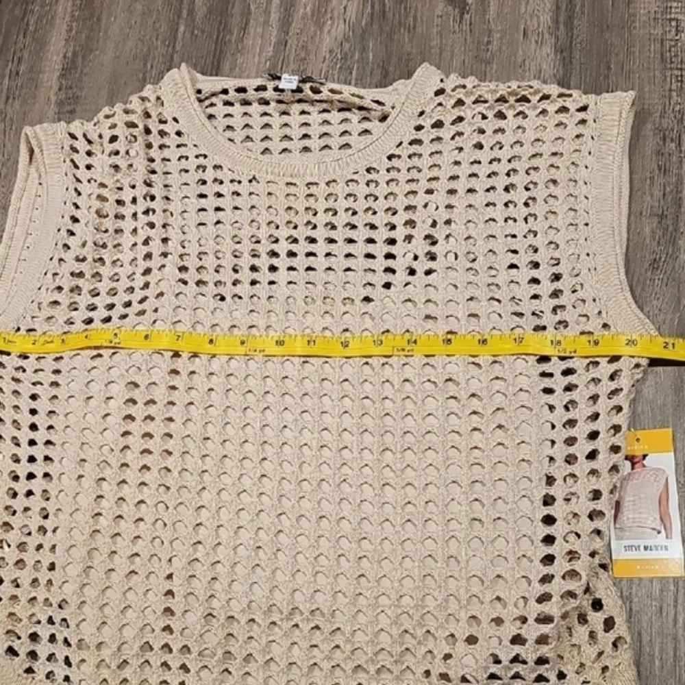 STEVE MADDEN Cream Crochet Knit Top Womens size Medium NWT - Picture 5 of 7
